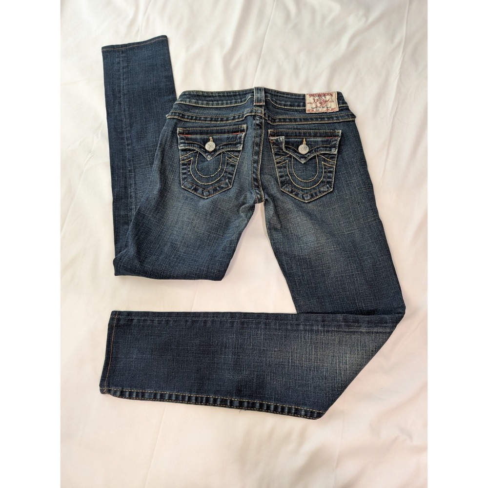 True Religion Julie Jeans Womens 26 Flap Pocket Horseshoe Stretch Made USA